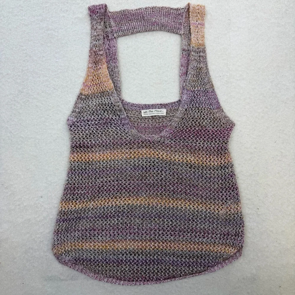 We The Free People Under The Starlight Open Back Knit Tank Top Size Medium - Picture 3 of 8